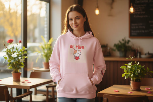Valentine Fox 'Be Mine' Hoodie — Cute Heart Graphic Pullover - Sumoud Studio