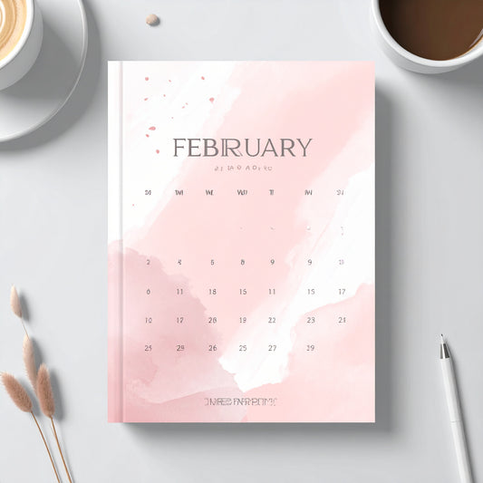 February Aesthetic Monthly Calendar – Soft Blush Edition - Sumoud Studio